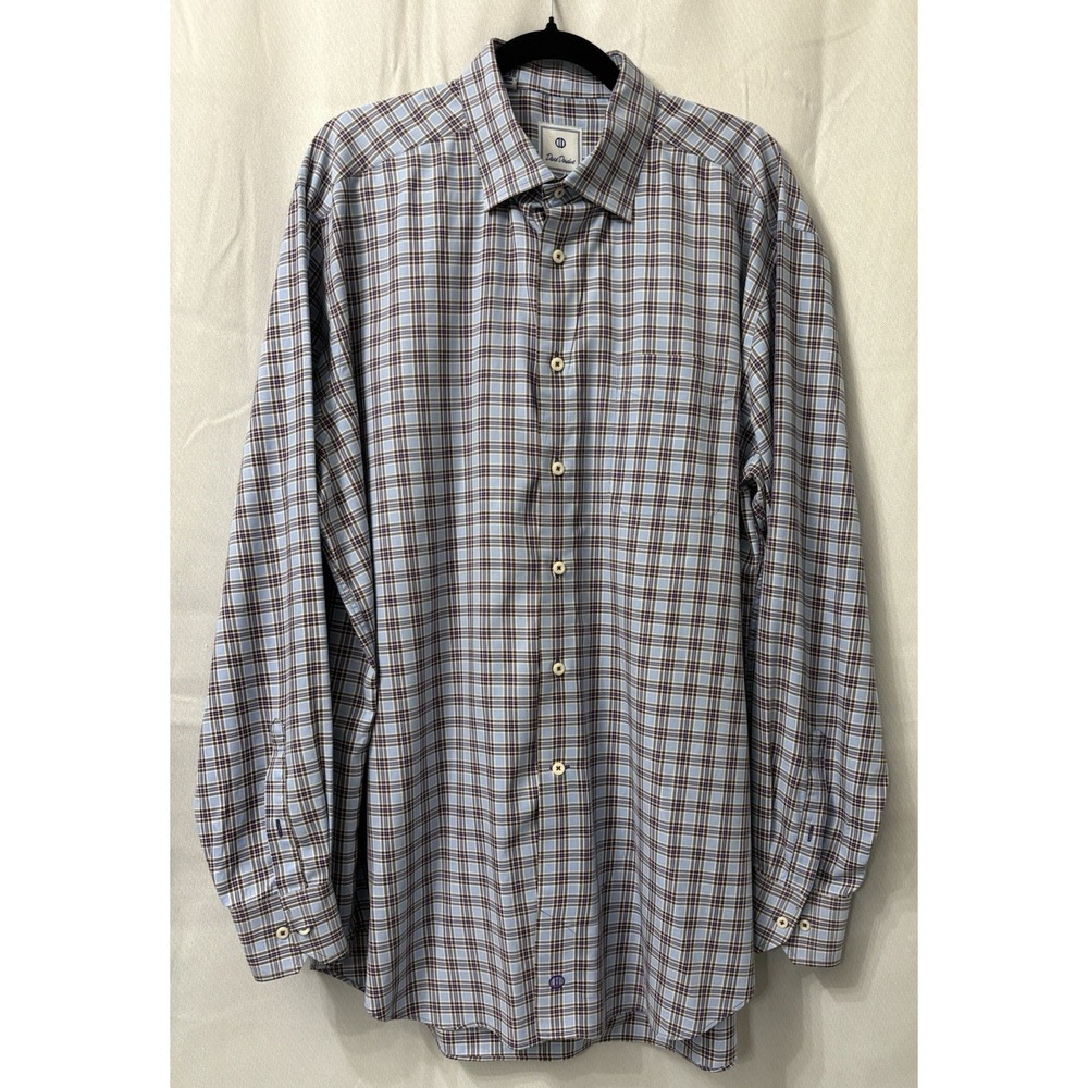 David Donahue Mens Long Sleeve Plaid Button Down Shirt Size 2XL